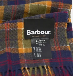 Echarpe Tartan Lambswool Navy Green Ocre