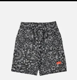 Short Front Pocket Paisley Noir