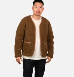 Zip Up Vee Cardigan Bark