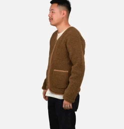Zip Up Vee Cardigan Bark
