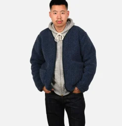 Zip Up Vee Cardigan Darkblue
